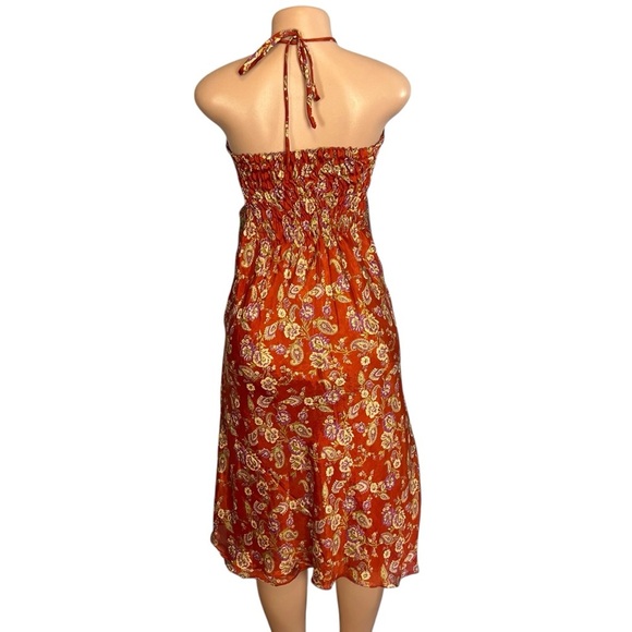 Vintage Silk Paisley Halter Neck Dress Multicolor - Picture 7 of 8